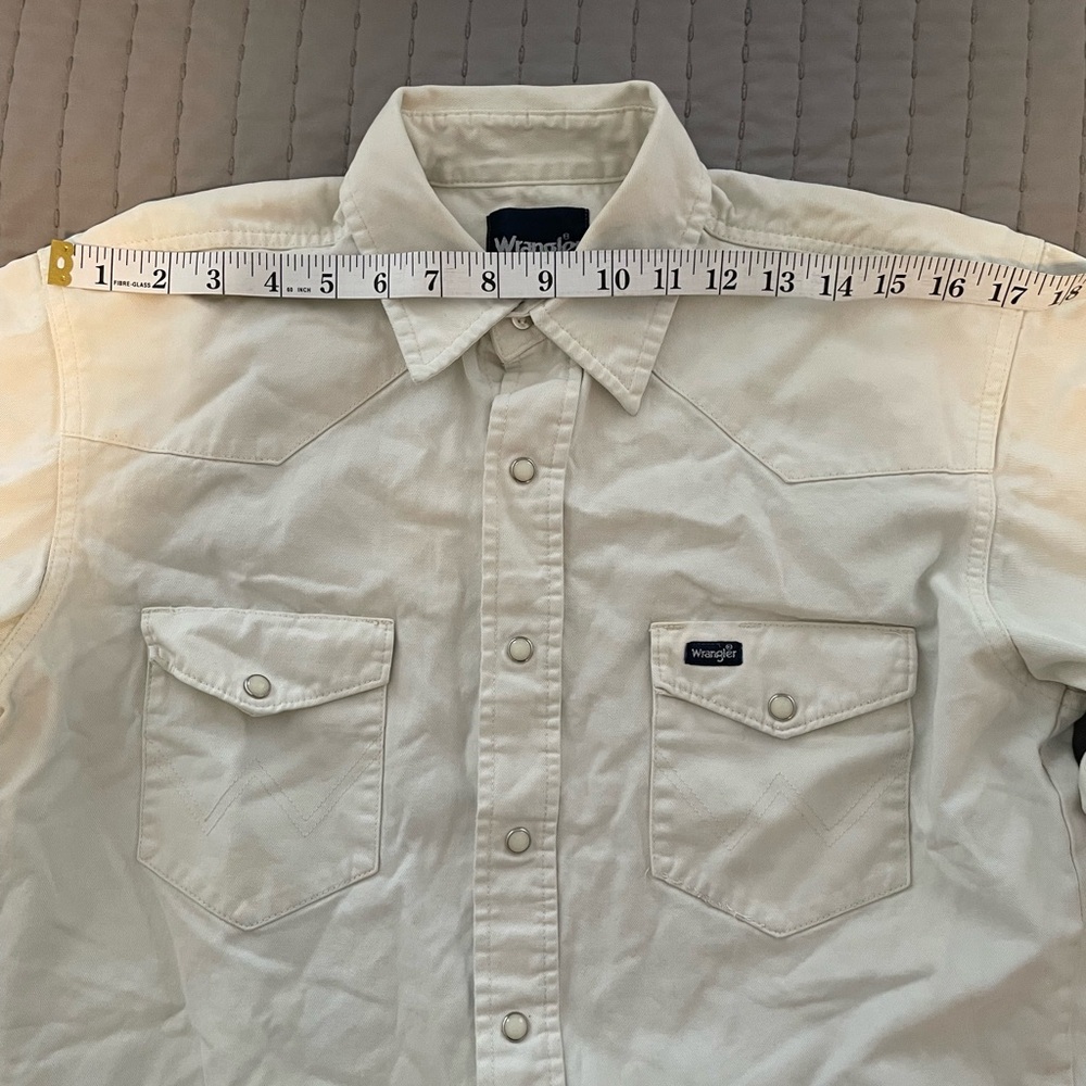 Wrangler Men's White Pearl Snap Denim Shirt
